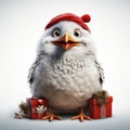 Funny Pig Bird With Santa Hat And Gifts - 3d Rendered Stock Photo