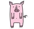 Funny pig doodle. Hand drawn lines cartoon character vector illustration isolated on white background Royalty Free Stock Photo