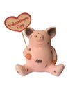 Funny pig with heart Royalty Free Stock Photo