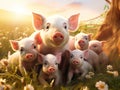 Ai Generated illustration Wildlife Concept of Funny pig Royalty Free Stock Photo