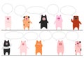 Funny pigs border with speech bubbles