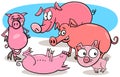 Funny pigs farm animal cartoon characters