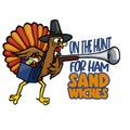 funny pilgrim thanksgiving turkey with musket