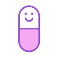 Funny pill icon isolated on white background