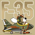 Funny pilot cartoon on fighter jet