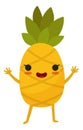 Funny pineapple. Cute cartoon character. Fruit mascot