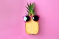 Funny pineapple with sunglasses