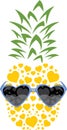 Funny pineapple in sunglasses
