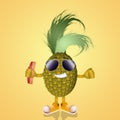 Funny pineapple with sunglasses