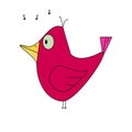 Funny pink bird cartoon style Royalty Free Stock Photo