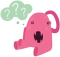 Funny Pink Confused Monster