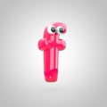 Funny pink letter F lowercase with eyes