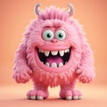 Funny pink monster cartoon character with uniform homogenous isolated background Royalty Free Stock Photo