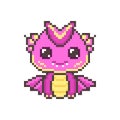 Funny pink pixel magical dragons