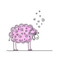 Funny pink sheep, sketch for your design