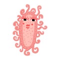Funny pink viris or bacteria.Vector illustration for little children. Illustrations with germs for childrens books. Flat style