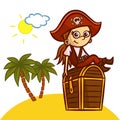 Funny Pirate Girl Treasure Chest