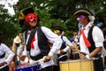 Funny pirates army with drums welcoming carnival Royalty Free Stock Photo