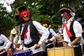 Funny pirates army with drums welcoming carnival