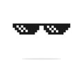 Funny pixelated boss sunglasses. Gangster, thug glasses and cigar set. Illustration of glasses pixel and cigarette 8bit Royalty Free Stock Photo