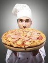 Funny pizza chef Royalty Free Stock Photo