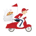 Funny pizza delivery boy
