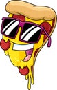 Funny Pizza Slice Cartoon Character With Sunglasses