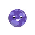 Funny planet. Cartoon purple. Flat, cartoon, vector