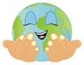 Funny planet in human`s hands Royalty Free Stock Photo