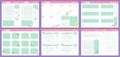 Funny planner templates. Daily, weekly, monthly and yearly planners pages. Goal planner and to do list vector set