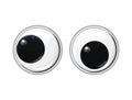 Funny plastic toy eyes on a isolated white background. Safe toys. Oblique eyes. Vector cartoon illustration.