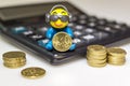 Funny plasticine man with euro coins