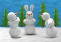 Funny play clay snowmen