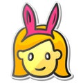 Funny playgirl sticker, emoji smiley face
