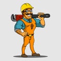 Funny plumber with background illustration vector Royalty Free Stock Photo