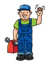 Funny plumber or repairman with the tools