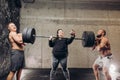 Funny plump wwoman taking a selfie while training in fitness centre. Royalty Free Stock Photo