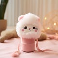 funny plush pompom ball in the shape of a kitten - in gift boxes