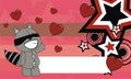 Funny plush raccoon cartoon valentine background