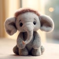 funny plush toy in the shape of an elephant with a tuft in a children\'s room