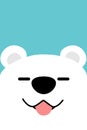 Funny polar bear face, Cute polar bear smiling flat design