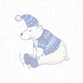 Funny polar bear. Nursery art. Minimalist scandinavian style.