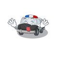 Funny police car mascot design with Tongue out