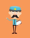 Funny Policeman Cop - Holding a Checklist and Showing with Hand Gesture Royalty Free Stock Photo