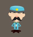 Funny Policeman Cop - Sitting and Praying Royalty Free Stock Photo