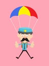 Funny Policeman Cop - Successful Landing with Parachute