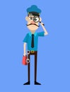 Funny Policeman Cop - Watching with Magnifier Royalty Free Stock Photo