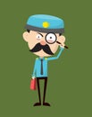 Funny Policeman Cop - Watching with Magnifier Royalty Free Stock Photo