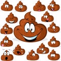 Funny poo with many expressions isolated