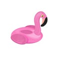 Funny pool float flamingo. Vector illustration. Pool toy flamingo isolated on white. Swim ring.